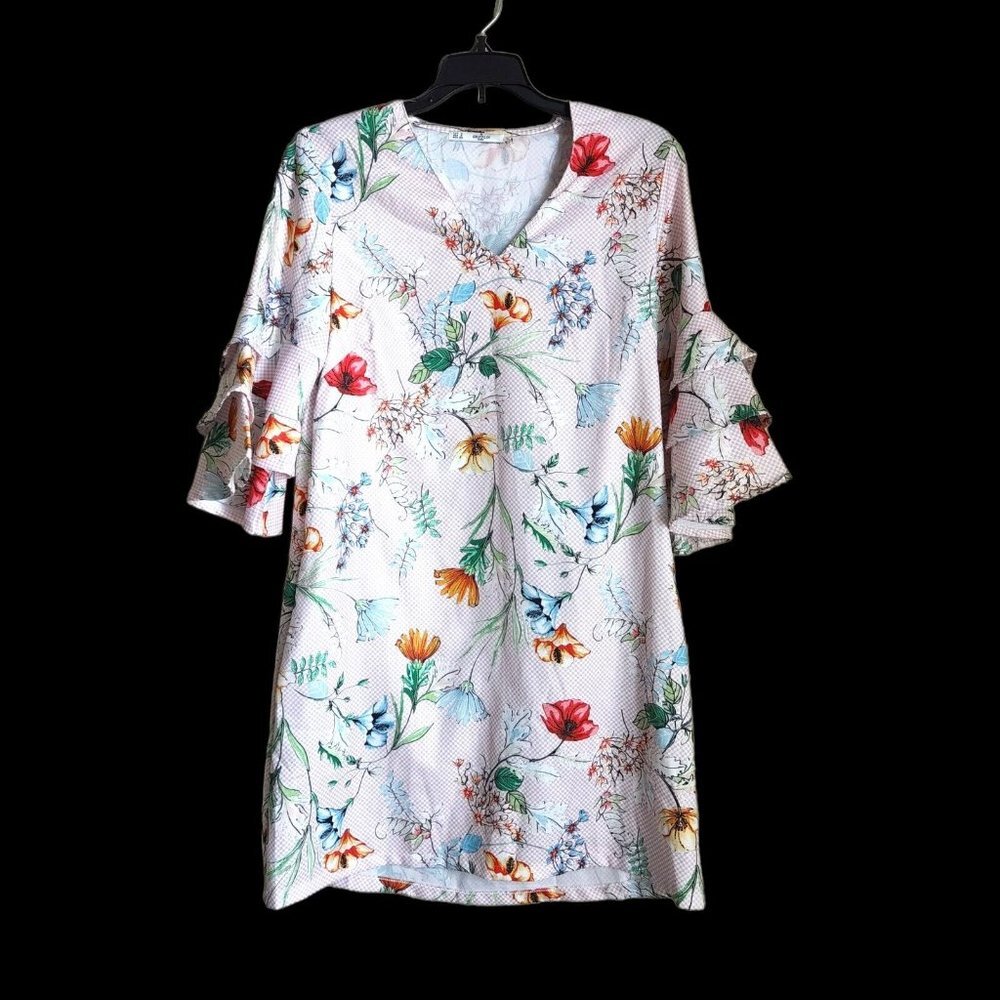 Grifflin Paris Women Casual Dress Bell Sleeves Garden‎ Floral Size Small